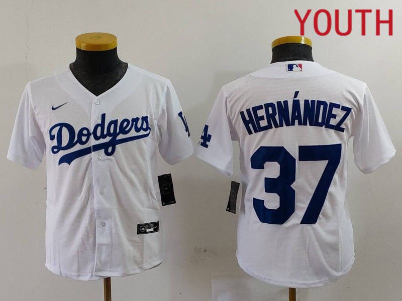 Youth Los Angeles Dodgers #37 Hernandez White Nike Game 2024 MLB Jersey style 724->youth mlb jersey->Youth Jersey